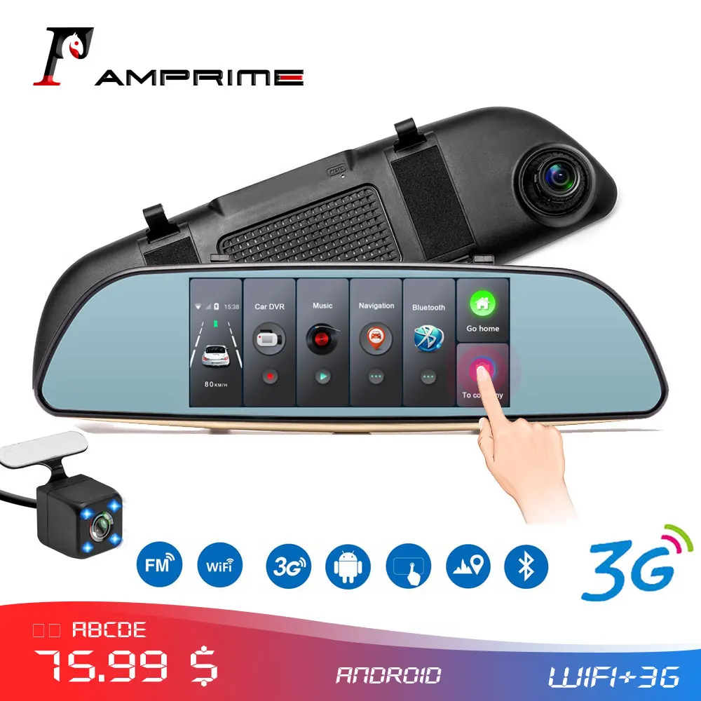 AMPrime Android автомобильный видеорегистратор Dashcam двойная приборная панель камера