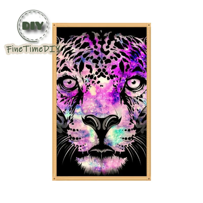 FineTime алмазная живопись 5D сделай сам роспись Cheetah узор вышивки крестом комплект