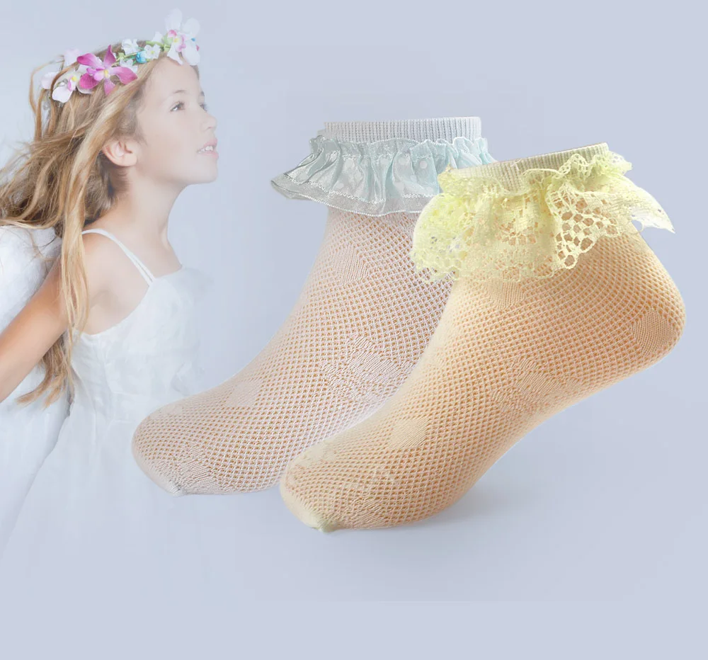 Buy 2018 4 Pairs/Lot Girls Socks Lace Breathable