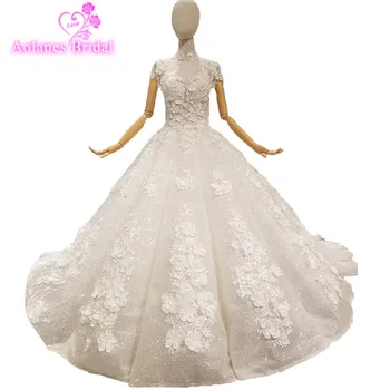 

2018 New Natural White Lace Sleeveless High Neck Bridal Gowns Cathedral Train Lace Up Vintage Wedding Dresses Vestidos De Noiva