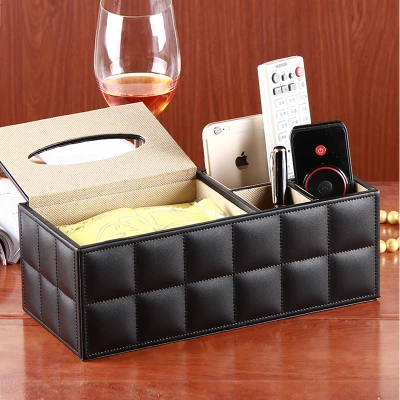

Leather multifunctional desktop remote control storage box fashion coffee table box tissue pumping box