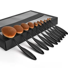 10pcs Hot Selling Makeup Tooth Brush Shape Oval Makeup Brush Set Contour Foundation Flat Top Brush For Face Cosmetics Brush
