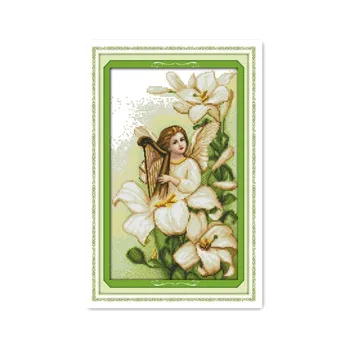 

Lily Angel Mission Series Cross stitch Kit Furniture Cloth Manual diy Sewing Angels Large wall Sticker Decorative painting