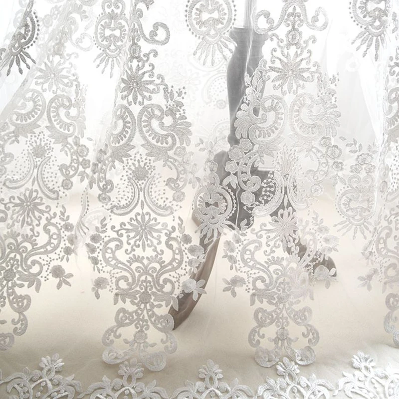

100x150cm/piece European Style Court Embroider Net Fabric Lace Cloth For Manual Wedding Dress Clothing DIY Sewing Patchwork