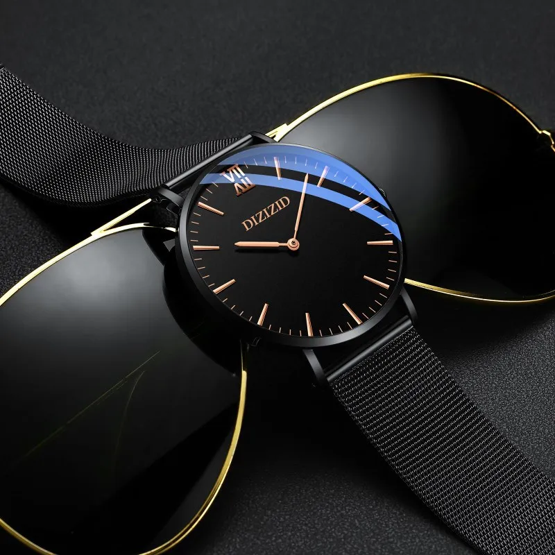 

Ultra Thin Watches Men Fashion Business Wrist Watches Mens Waterproof Steel Mesh Chronograph Quartz Watches Relogio Masculino