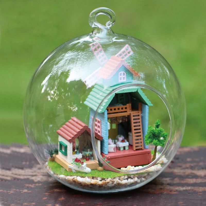 DIY Кукольный дом Миниатюрный Кукольный домик с 3D светодиодный мини-мебель стеклянный шар орнамент ручной работы Каса Подарочные игрушки для детей B001# E - Цвет: B007