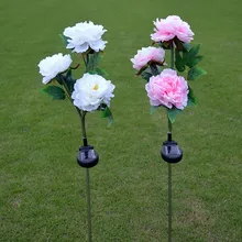 3 солнечных пионов открытый светодиодный светильник искусственный цветок Солнечный газон лампа для вставки света