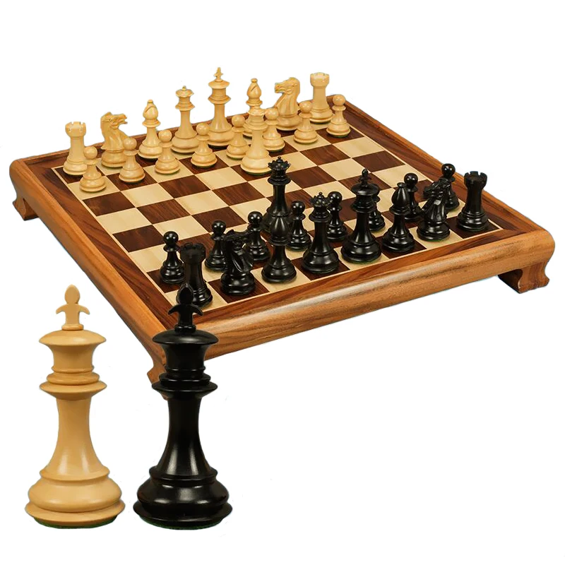 

BSTFAMLY wood chess set game, portable game of international chess, padauk and boxwood chess pieces wood King height 106mm, LA18