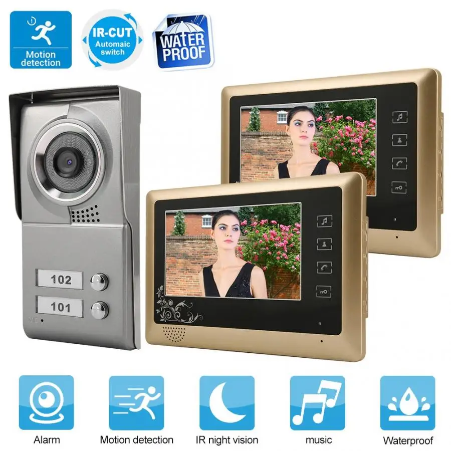 

7" Wired Video Doorbell Visual Intercom Door Bell Smart Home Entry Doorbell System