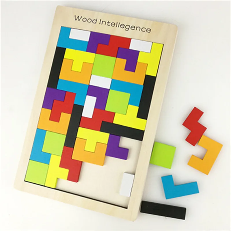 

HZFZ 40PCS Wooden Tangram Brain Teaser Puzzle Russia Game Preschool Magination Intellectual Educational Kids Toy