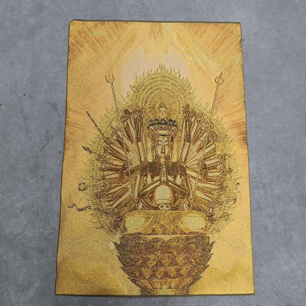 Китай старый Тибет шелк Thangka как висячая картина фэншуй Гуаньинь|Статуэтки и