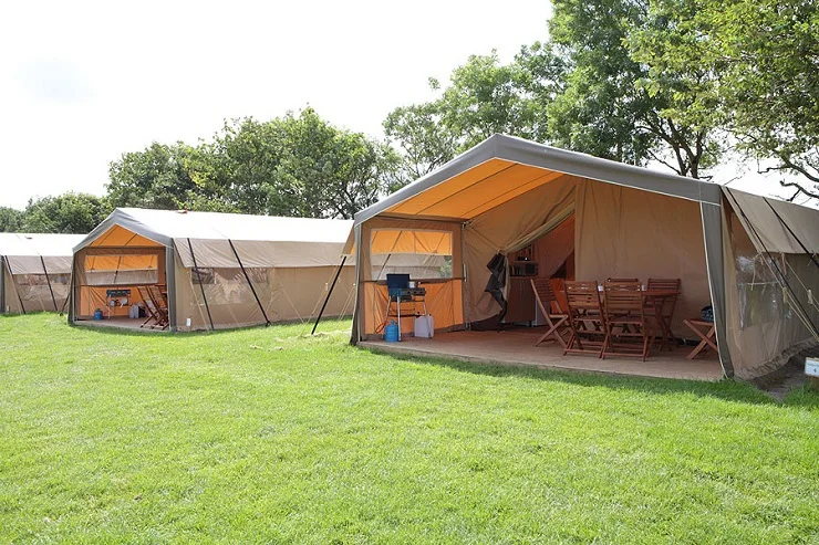 Уличный туристический брезентовый сафари-тент 7,3x4,6 м, роскошная палатка для отдыха, семейная палатка для кемпинга