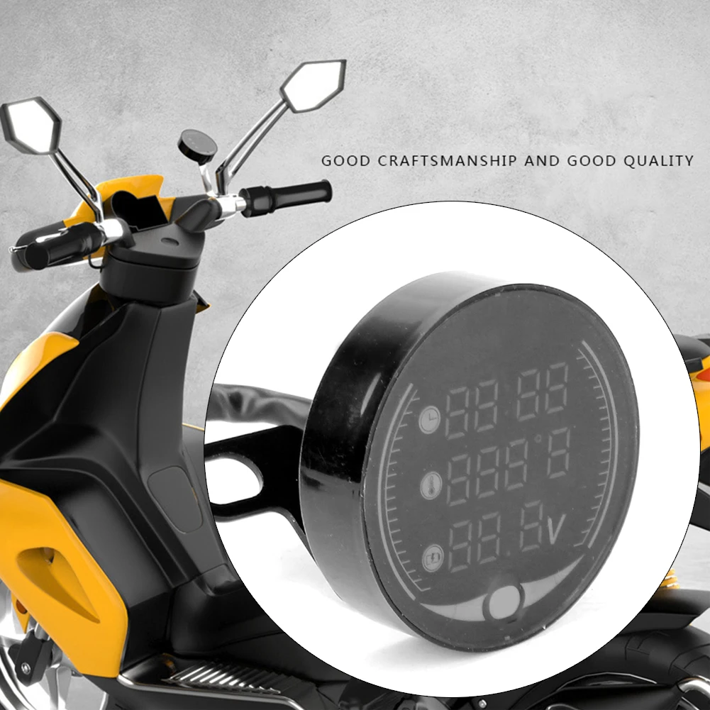 3-в-1 мотоцикл Водонепроницаемый цифровой светодиодный часы реального времени Температура Напряжение термометр Вольтметр комбо четкого восприятия информации вольтметр
