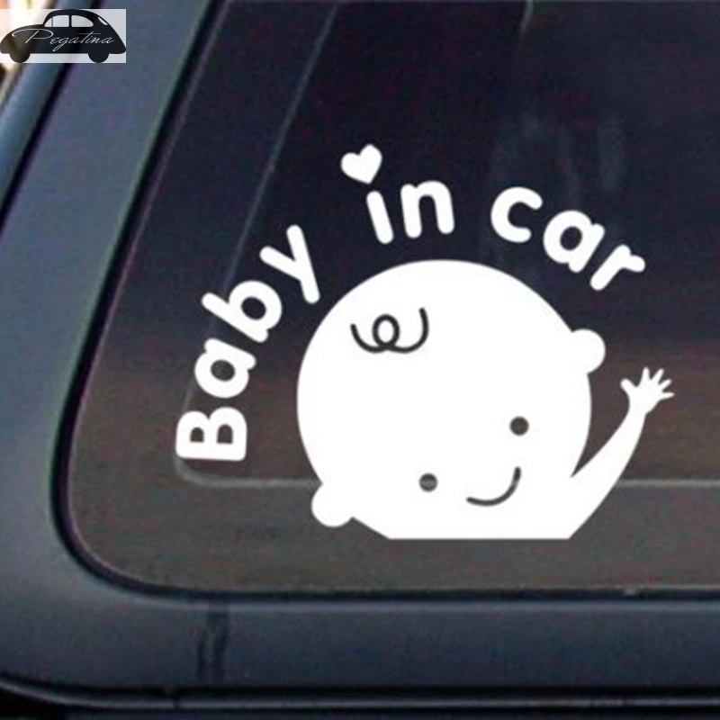 Pegatina Baby In Car Waving Baby on Board Safety Sign Cute Car Decal Vinyl Sticker