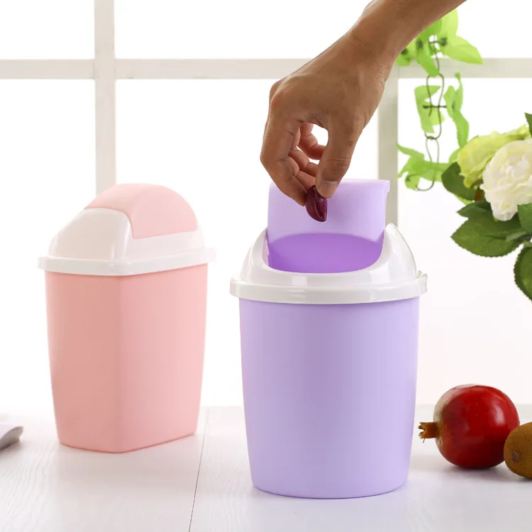 1pc Office Kitchen Flip Plastic Trash Can Rubbish Bin Garbage 1pc Office Kitchen Flip Plastic Trash Can Rubbish Bin Garbage Waste Paper Basket S Recycle Container J0731 In Bins From Home