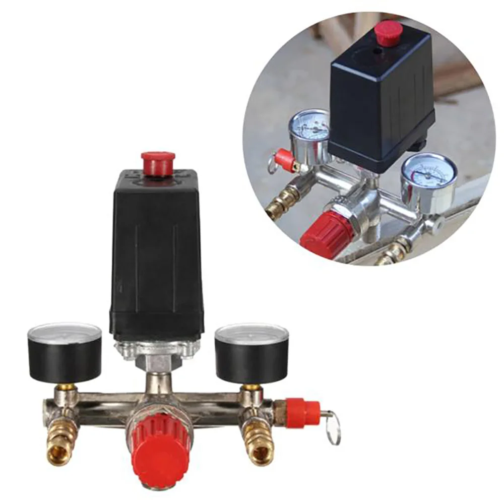 

Double Outlet Tube Alloy Air Compressor Switch Pressure Regulator Valve Fitting Parts Air Compressor Tube
