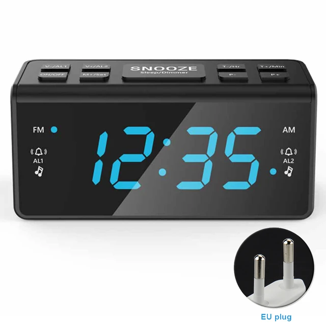 Home Snooze Function Car Bedside Alarm Clock Adjustable Brightness LED