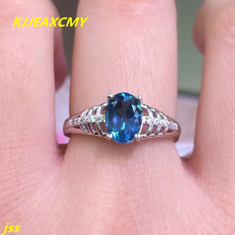 

KJJEAXCMY Fine jewelry 925 silver inlay Blue Topaz Ring shinv luxury bag mail xkdtj