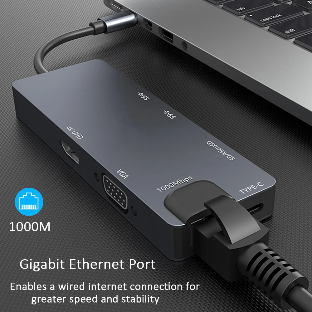 USB-C type C концентратор USB 3,0 HDMI 4K RJ45 Gigabit Ethernet VGA SD TF кард-ридер для Macbook Pro huawei P20 pro адаптер USB-C концентратор