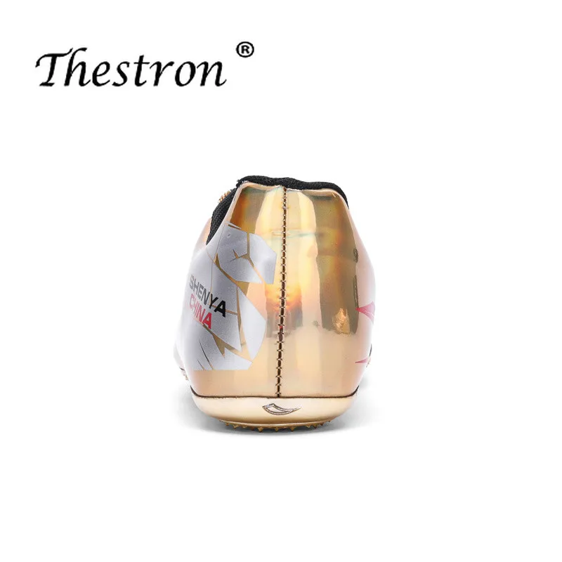 Thestron 2019 سباقات المضمار والميدان الأحذية رجل القوى رجل خفيفة الوزن مريحة تشغيل المسامير حذاء رياضة الذكور الذهب الفضة المسامير حذاء