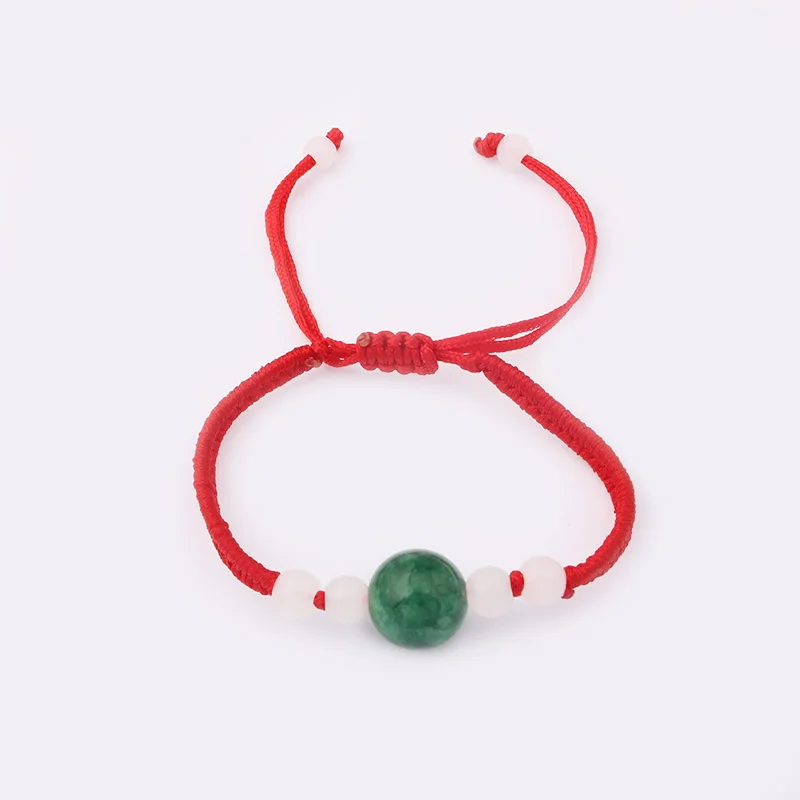 1 шт. модный китайский стиль ручной работы зеленый/белый камень Lucky монета бусины красные браслеты - Окраска металла: B401