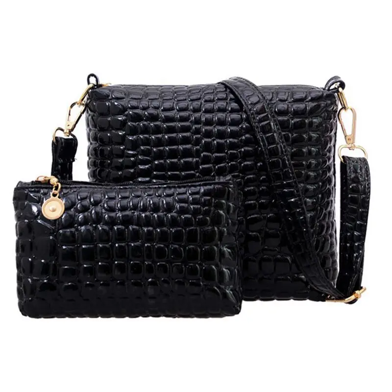 2PCS Women Bags 2017 New Fashion Bag Handbags Fashion Handbags Messenger Shoulder Bag Crocodile PU Leather bags F40-664