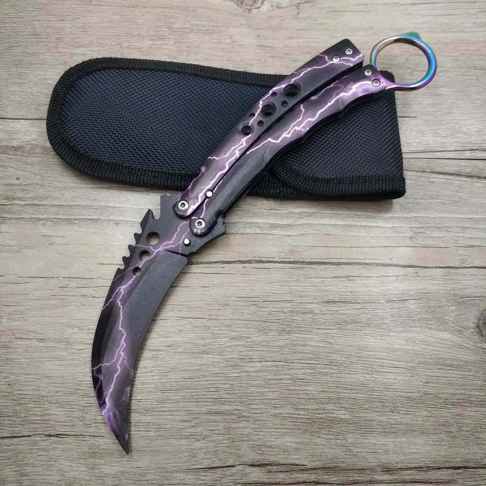 Billig Dropshipping 420C stahl karambit cs gehen trainer klaue messer schmetterling spiel schmetterling folding Messer keine kante dull werkzeug Praxis werkzeug