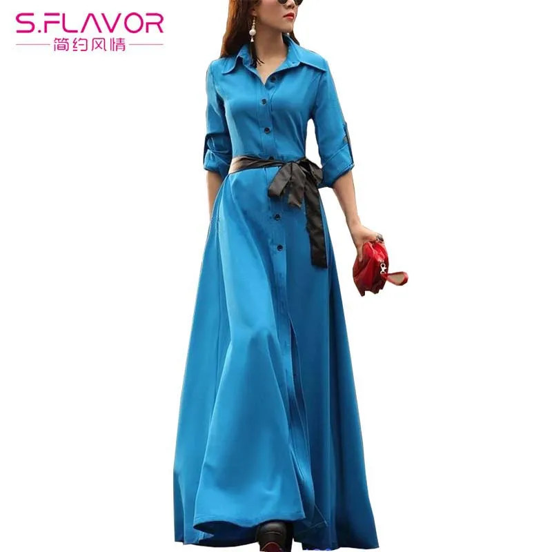 floor length shirt dress