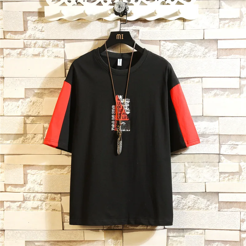 

Fashion Half Short Sleeves O NECK Print T-shirt Men's Cotton 2019 Summer Clothes TOP TEES Tshirt Plus Asian Size M-5X.