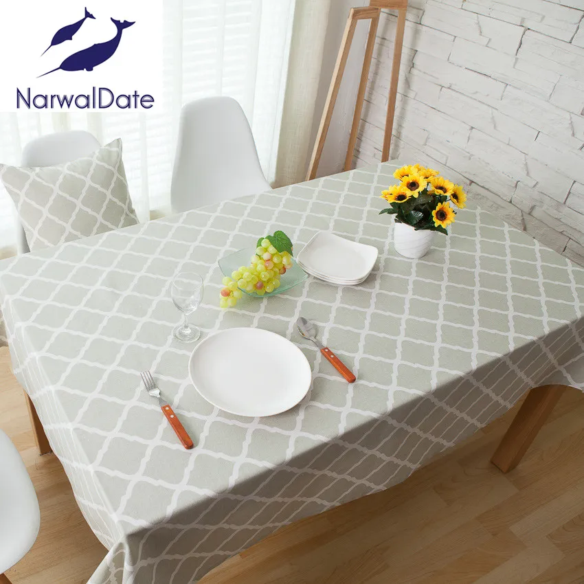  Linen Table Cloth Rectangle Geometric Printing Tablecloths Dustproof Coffee Tea Decor Tables Cover 