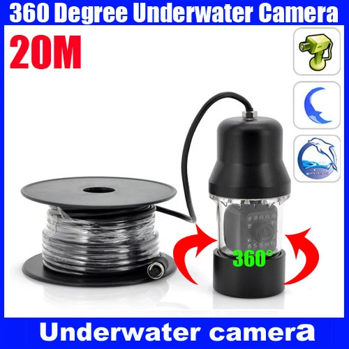 

360 degree CCD600 TVL IR LED Underwater Video Fishing Camera 20M Cable PTZ fishing camera fishing finder with power supply