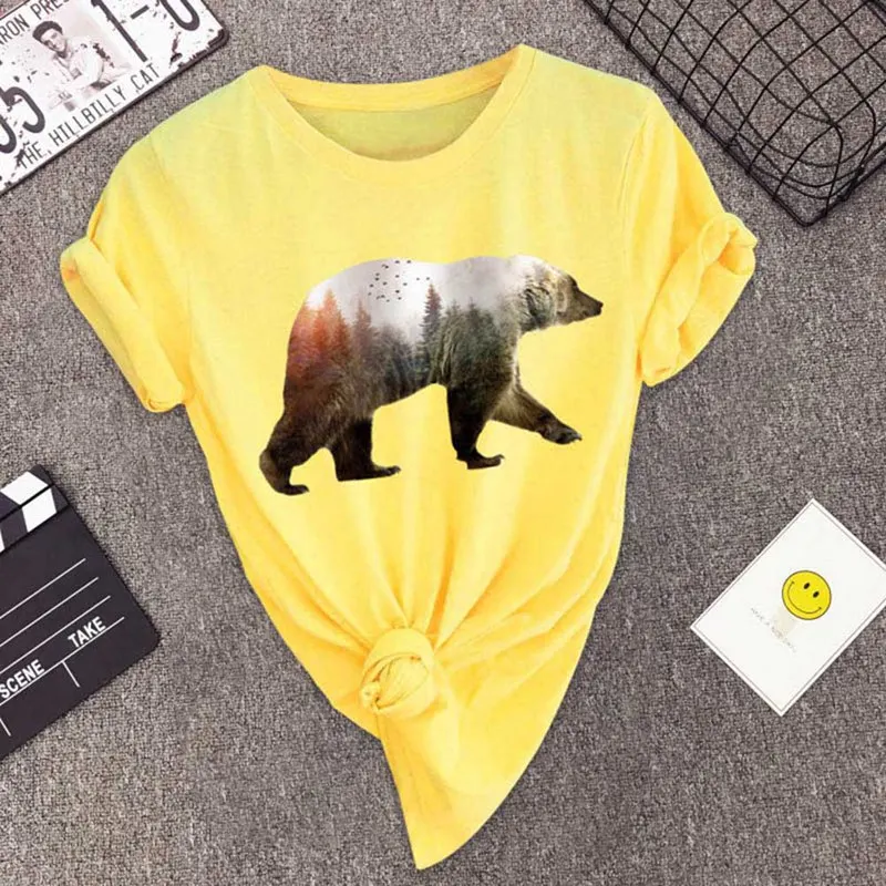 Cute Polar Bear Women T Shirt Animal Printed Couple Clothes T Shirt