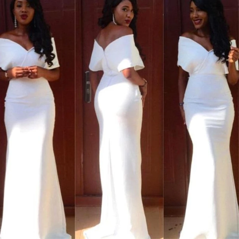 

Evening Dresses Long White Robe De Soiree Off Shoulder Dubai Mermaid Formal Prom Dress Women Elegant Long