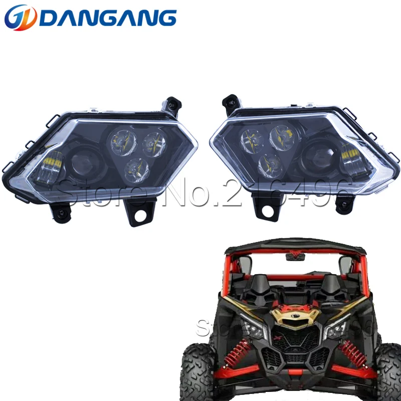 

Black LED front light Headlight For ATV Can Am Maverick X3 2017 2018