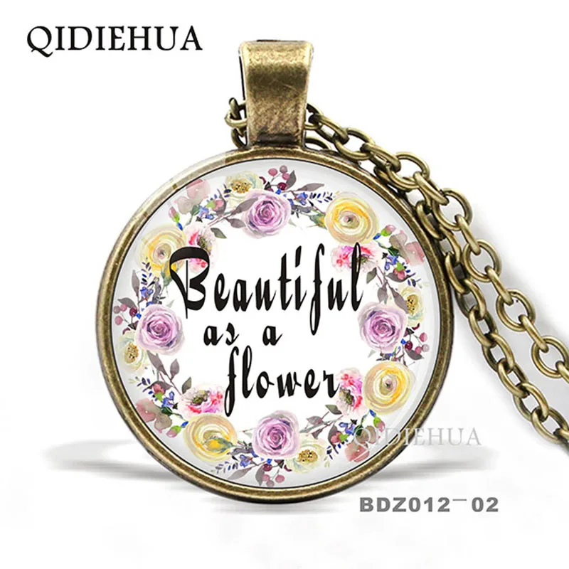 

New Flower of Life Art Letter Necklace Glass Dome Pendant Necklaces Scripture Quote Jewelry Christian Faith Inspirational Gifts