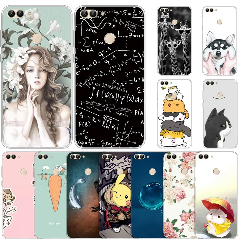 

For Huawei P Smart Case Cover Phone Cartoon Painted Soft Silicone for Huawei Enjoy 7S Shell Coque Capa Fundas 5.65inch