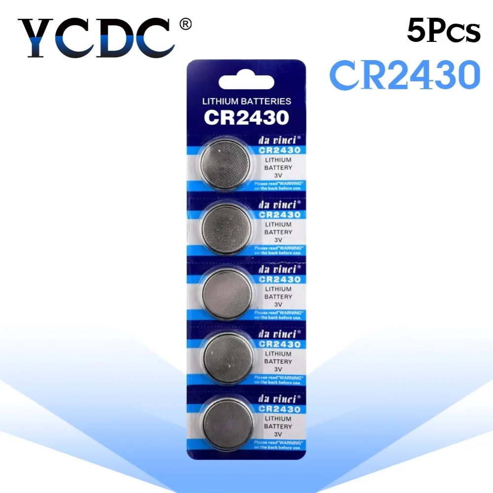 

YCDC Hot selling 5 Pcs 3V Lithium Coin Cells Button Battery CR2430 DL2430 BR2430 ECR2430 KL2430 EE6229