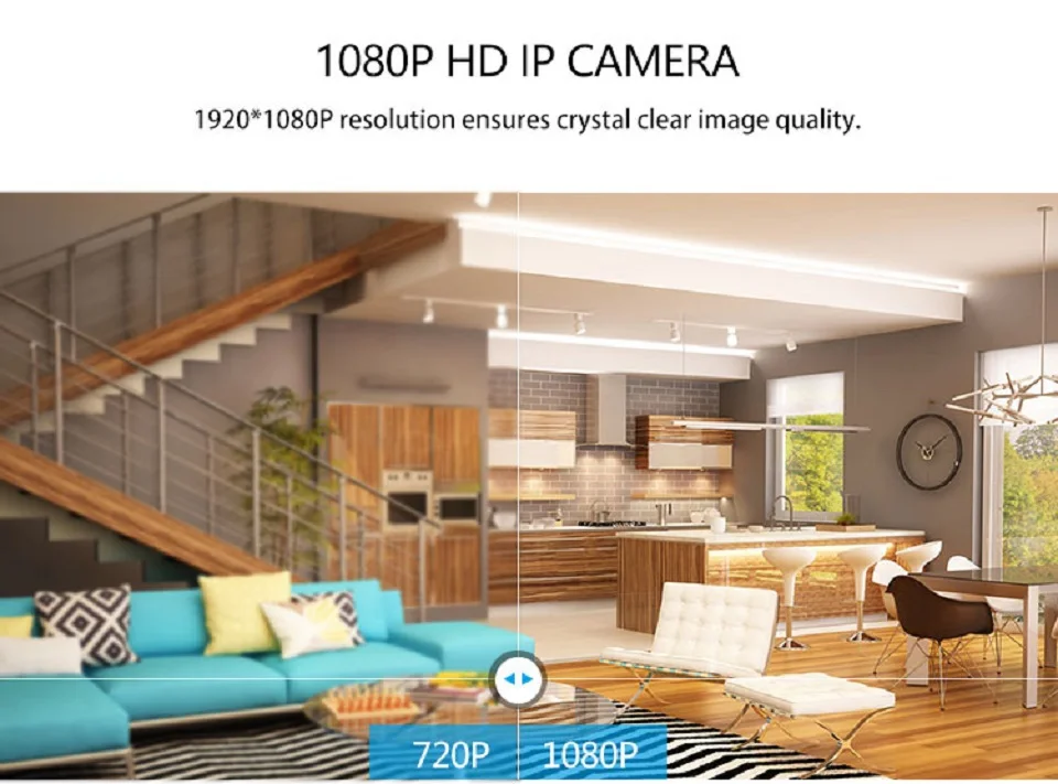 1080 P FHD Wi Fi Беспроводной IP камера, 180 градусов панорамный дома камера наблюдения Безопасность видеоняни и радионяни двухстороннее аудио, ночное видение