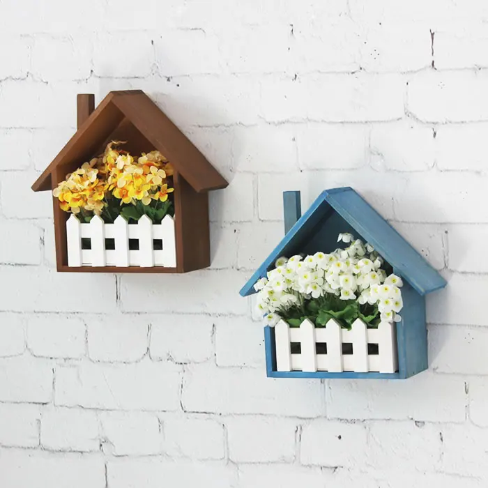 الإبداعي جدار زهرة مربع جدار تخزين الرف أشتات متعددة الاستخدام مجلة حامل خشبي سياج زهرة ديكور