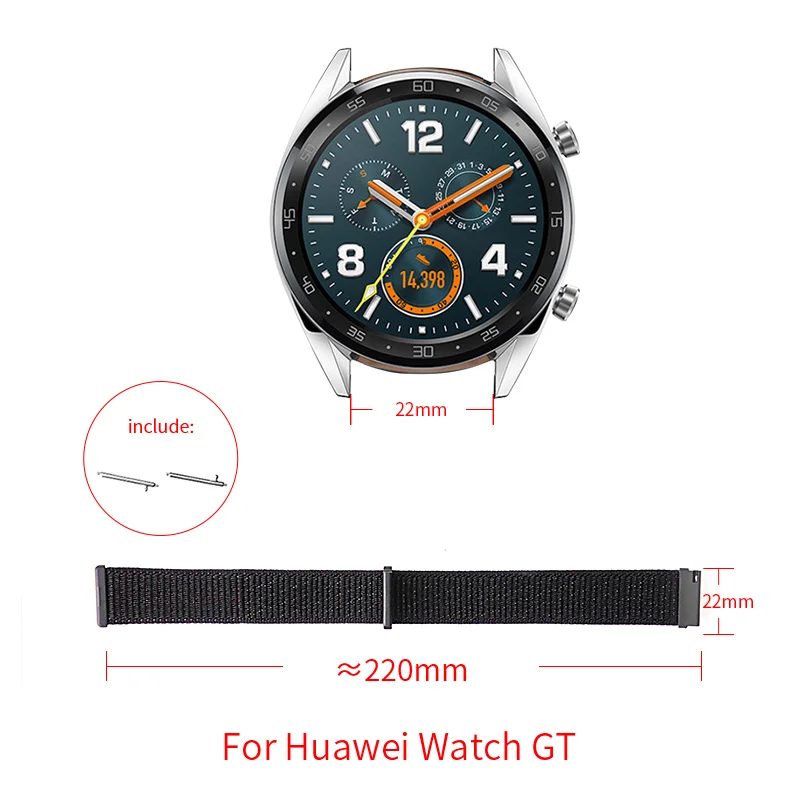 

22mm Nylon loop strap for Huawei Watch GT smart watch Casual style replacement strap Compatible band width 22mm watch