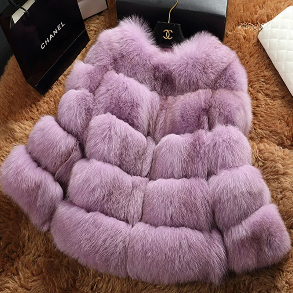 Purple Aikooki теплые Для женщин пальто новая зимняя последнее Дизайн Для женщин зимние пальто модные дамы высокого качества Роскошные Искусственный мех Для женщин Пальто для будущих мам - Цвет: Purple