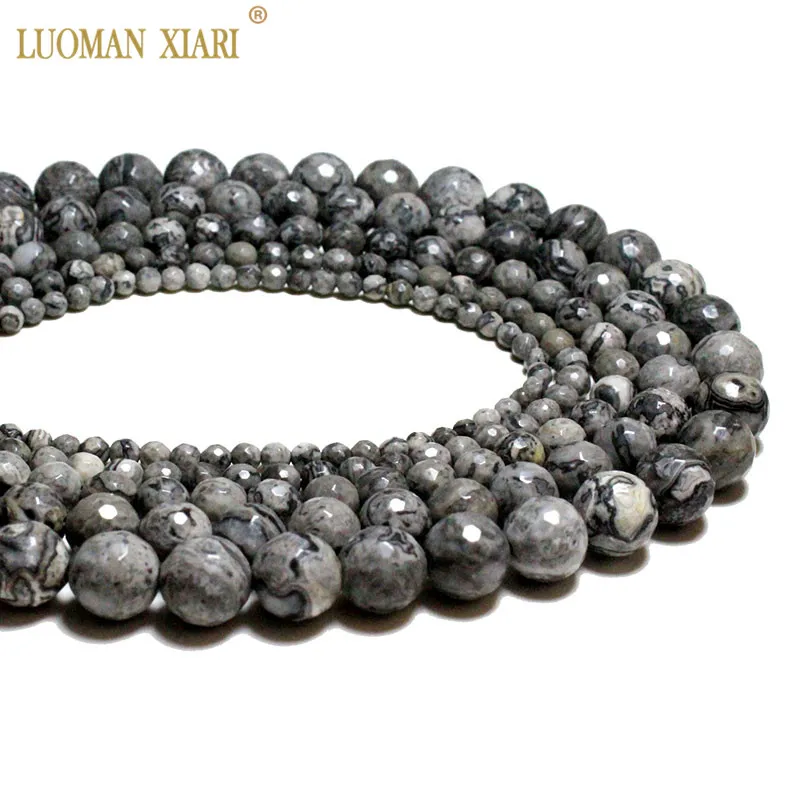 

Wholesale AAA+ Faceted Map Jaspers Natural Stone Beads For Jewelry Making DIY Bracelet, Necklace 4/ 6/8/10/12 mm Strand 15.5''