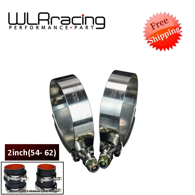 

FREE SHIPPING (2PC/LOT) SS304 CLAMPS 2" INCH 54MM-62MM STAINLESS SILICONE TURBO HOSE COUPLER T BOLT CLAMP KIT WLR5250
