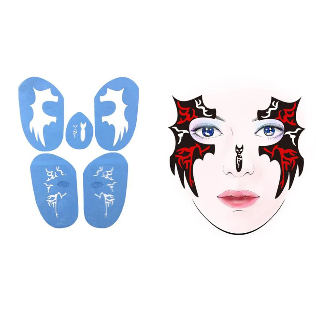 MagiDeal Reusable Plastic Face Body Art Painting Stencils Tattoo Template Accessories for Men Women Party Makeup