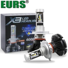 EURS qualidade Top car led farol kit X3 uso ZES Chips de 50 W 6000LM 3000 K 6500 k 8000 k farol do carro H4 H7 H11 9005 9006 9007 H13