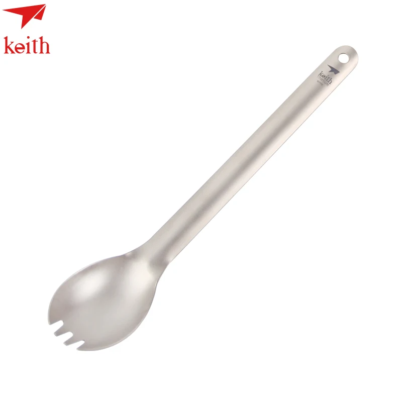 Keith 2 in 1 spork Titanium long Spoon Fork 20g Camping Cutlery Outdoor Tableware Mode