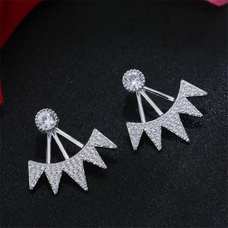 

925 sterling silver Stud earrings Temperament geometry Set auger Women's fashion jewelry wholesale