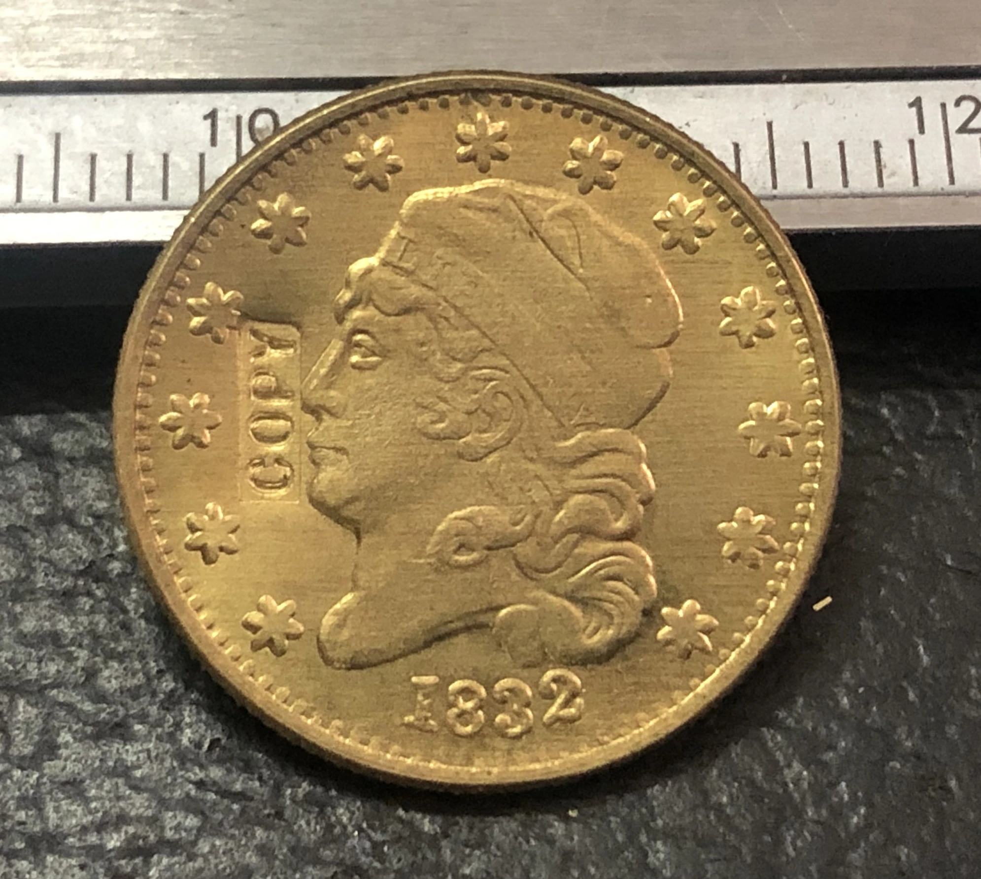 1832 закрытый бюст $2-1/2 золотистый доллар фотокопия | Дом и сад
