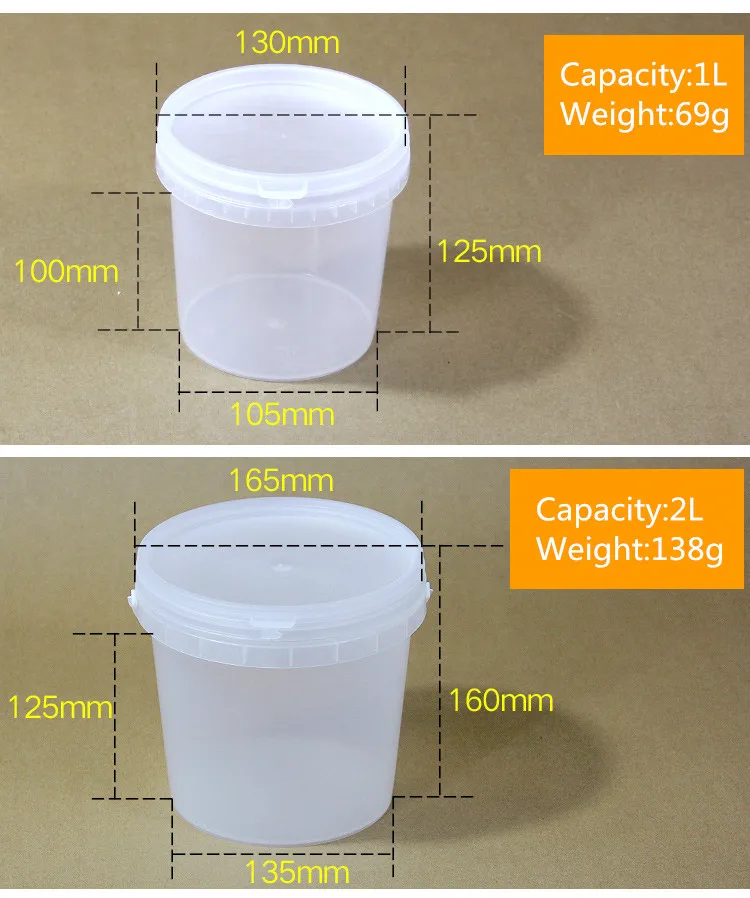 40 шт/коробка полипропиленовое пластиковое ведро 1 литр пищевой материал домашний контейнер для хранения воды пищевой безопасности