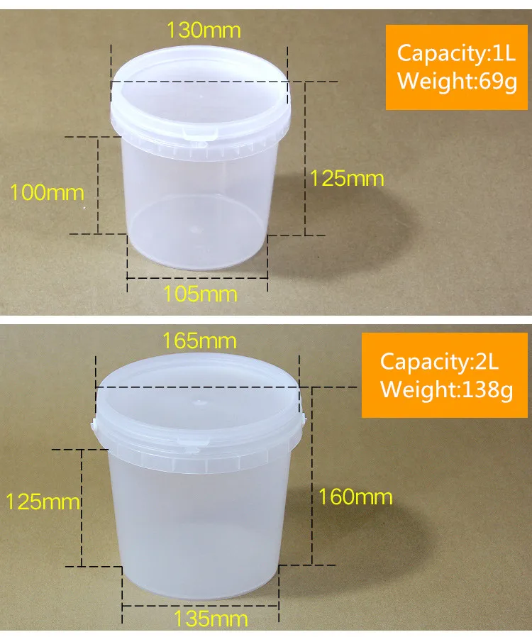 10 шт./лот, пластиковые ведра для жидкого меда, контейнеры для крема с крышкой, пищевой PP материал, 1 литр, белый, черный, прозрачный